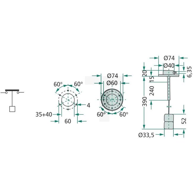 Cobo Tank sender without reserve tank 390 mm | 2.7059.080.0, 1028650