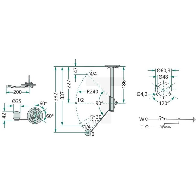 Cobo Tank sensor Reserve tank | Length: 382 mm - 22729121000, 2.7059.990.0/10, 1029068, 2.7059.420.0/10 | Version: Suitable for vehicles with reserve tank, length: 382 mm