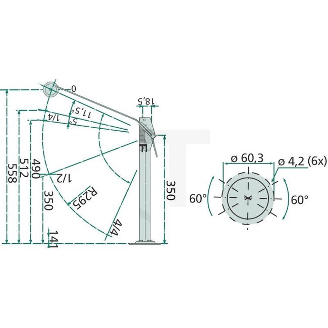 Cobo Tank sensor Length: 558 mm - 22729209000, 1029310 | Version: Length: 558 mm, 0 - empty 345-315 ohm 0°-2° 1/4 - full 228-185 ohm 14° 1/2 - full 128-108 ohm 45° 4/4 - full 0 - 7 ohm 88°-90°, Length: 558 mm | Ø hole pattern: 60.3 mm
