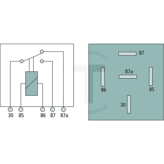 GRANIT Relay Working current (changeover) - 50721010, 1-40-758-024, 1-40-758-047, 160308, I1-40-758-024 | Version: 12 V / 40 A, Without bracket, 5-pin, blade terminal 6.3 mm