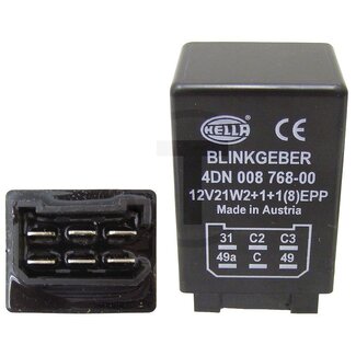HELLA Flasher/electronic 12 V, 6 connections
