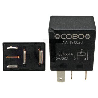 Cobo Micro-relais N/O-contact 12 V / 25 A, 4-polig, 6,3 mm, met houder