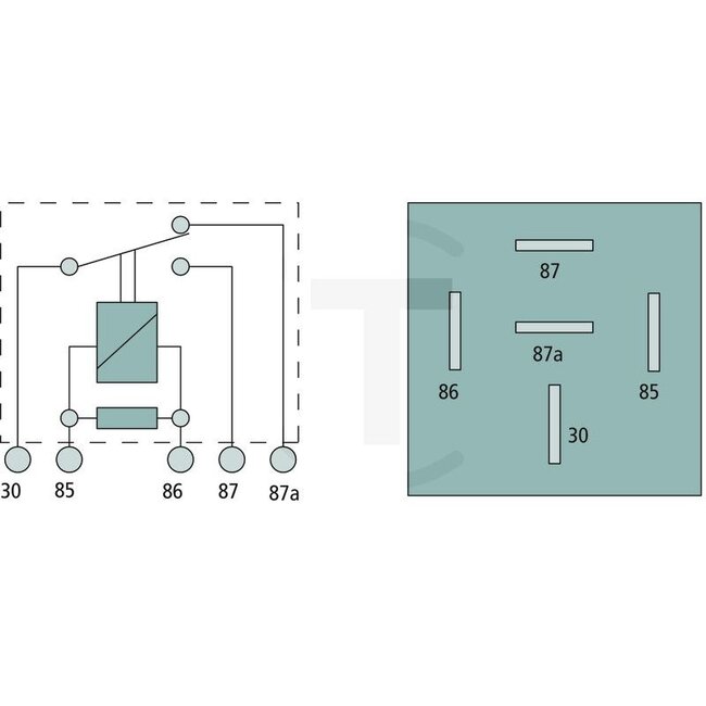 GRANIT Multifunctioneel relais Werkstroom (wisselcontact) - 50702227, 1983420C2, 1983420C1, 1280946C1, 1280946C91, 3146359R1, 4RD007794-027, 4RD 007 794-027, I1983420C2, 3615652M1, AL150015, AL61470, AL69700 | Uitvoering: 12 V / 30- 40 A, zonder houder, 5-polig,