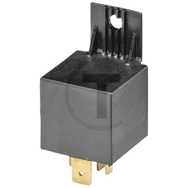 HELLA Relay Working current (make contact) - 4554RA 003437081, 4RA003437081, 4RA 003 437-081, 5139526 | Version: 12 V / 60 A, With bracket, 4-pin, blade terminal 6.3 mm | Colour: Black | Power rating max. 24 V: 60 | Protection class: 54 | Switching function: Hi