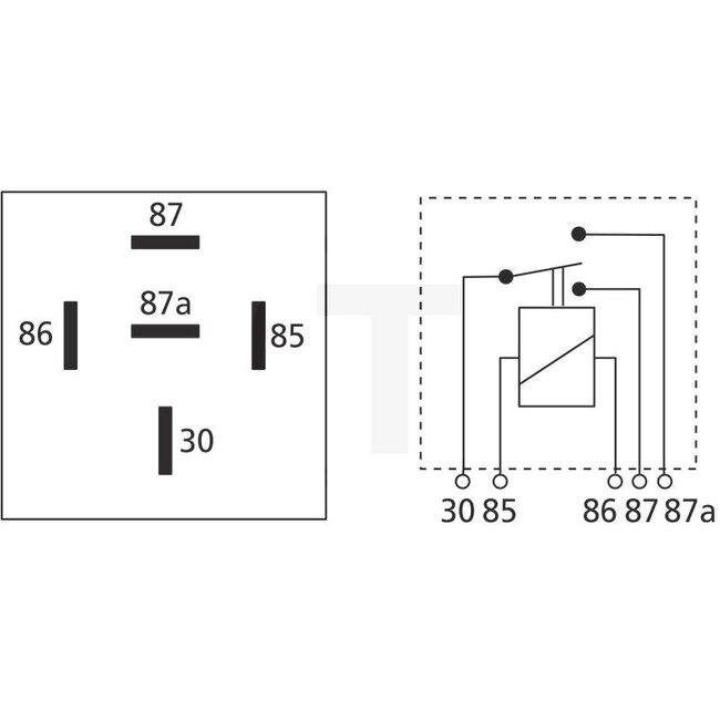 GRANIT Relay Working current (changeover) - 50775613151, 01164017, 21300401, 4RD933332-391, 213 004 01, 4RD 933 332-391, AL29657, 5155318 | Version: 12 V / 30 A  | With bracket, 5-pin, blade terminal 6.3 mm