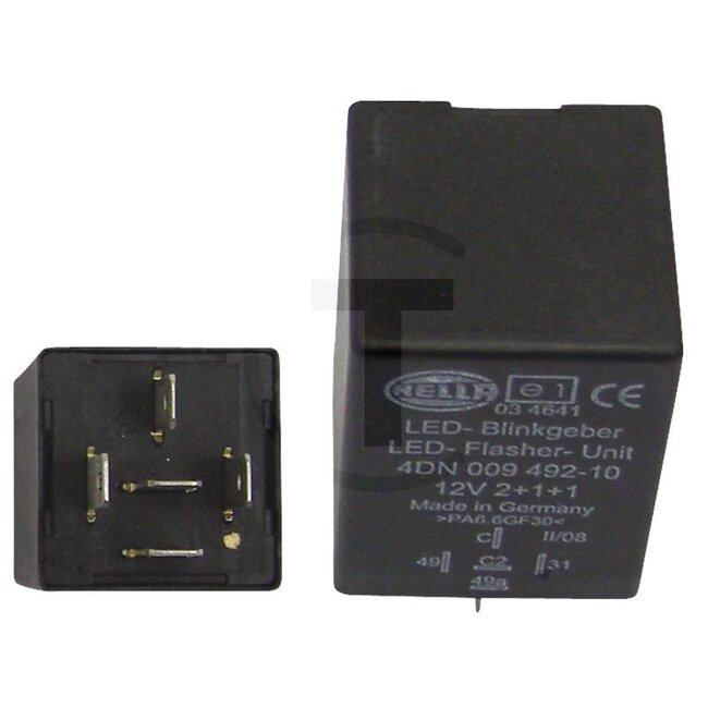 HELLA LED flasher relay Plugged in - 4554DN 009492101, 4DN009492101, 4DN 009 492-101, 2.8639.015.0, 6517650M91, 0009732511 | Version: 12 V 2 + 1 + 1, 5-pin, with bracket, for vehicles with flasher unit, replace the existing flasher unit with an LED flasher unit