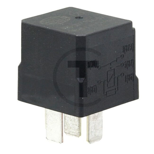 GRANIT Micro-Relais Wechsler - 50712054, AL69710, AZ48552, 160403, 4RD007794-021, AL77324, 4RD 007 794-021 | Ausführung: 12 V / 20 - 30 A, ohne Halter, 5-polig, Flachsteckeranschluss 6,3 mm, mit Parallelwiderstand zum Unterdrücken induktiver Störspannungsspitzen