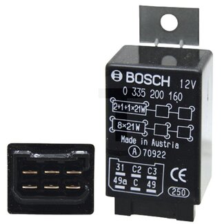 BOSCH Knipperautomaat 12 V, 2+1+1 (8) x 21 W, 6 aansluitingen, lip boven