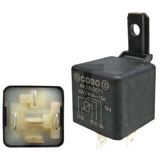 Cobo Relais Wechselkontakt 12 V / 40 - 15 A, 5-polig, mit Halter