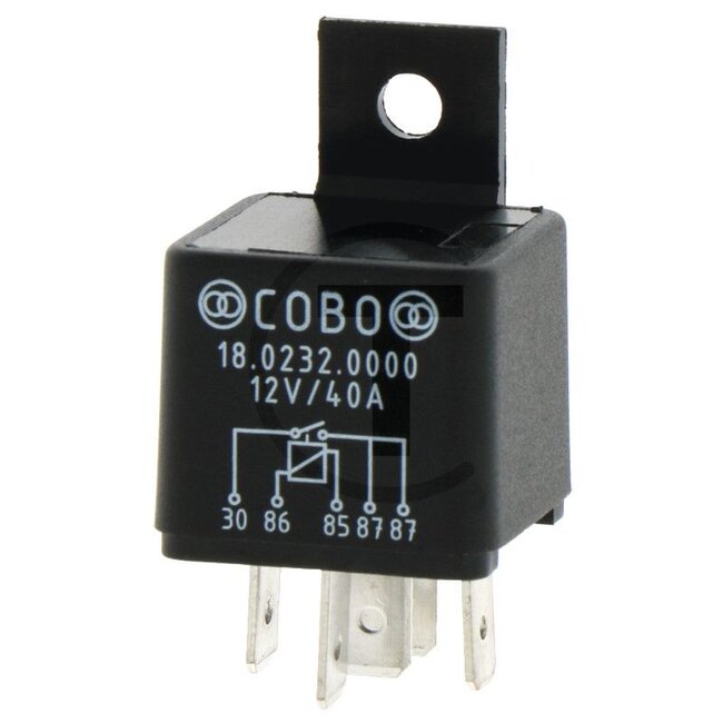 Cobo Relay Make contact - Version: 12 V / 40 A With bracket, 5-pin, blade terminal 6.3 mm - X830250010000, 4RA933791-121, 160168, 1027109