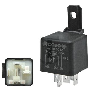 Cobo Relais Wechsler - Ausführung: 24 V / 20 - 10 A mit Halter, 5-polig, Flachsteckeranschluss 6,3 mm