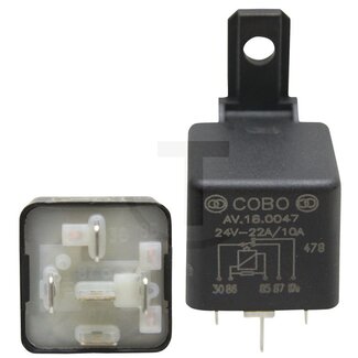 Cobo Relais Wechselkontakt 24 V, 22 - 10 A, mit Halter, 5-polig, 6,3 mm