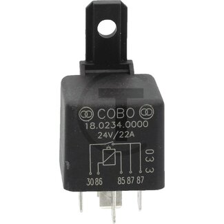 Cobo Relais Schließer - Ausführung: 24 V / 22 A mit Halter, 5-polig, Flachsteckeranschluss 6,3 mm