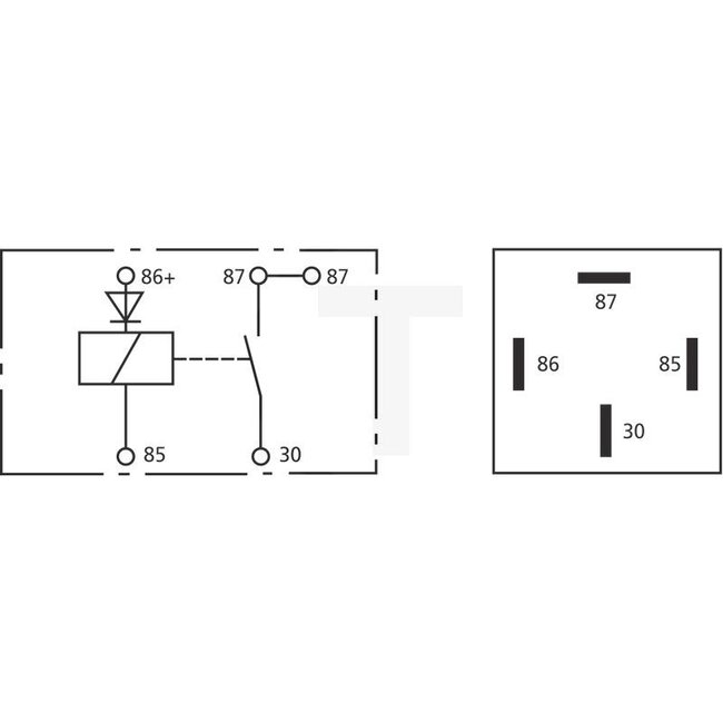 GRANIT Relais Werkstroom (maakcontact) - 5070011144, H404900020030 | Uitvoering: 12 volt / 70 A, met houder, 4-polig, vlakstekkeraansluiting 6,3 mm, Met sperdiode, parallelweerstand om inductieve spanningspieken te voorkomen
