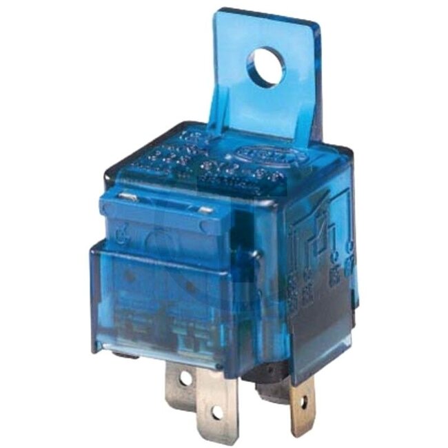 HELLA Relay Make contact - 4554RA 003530042, 4RA003530042 | Colour: Light blue | Connection: A | Power rating max. 24 V: 25 | Switching function: Make contact | Nominal voltage: 12 V | Supplementary set: With fuse | Number of pins: 4 | Plug: A | Additional info