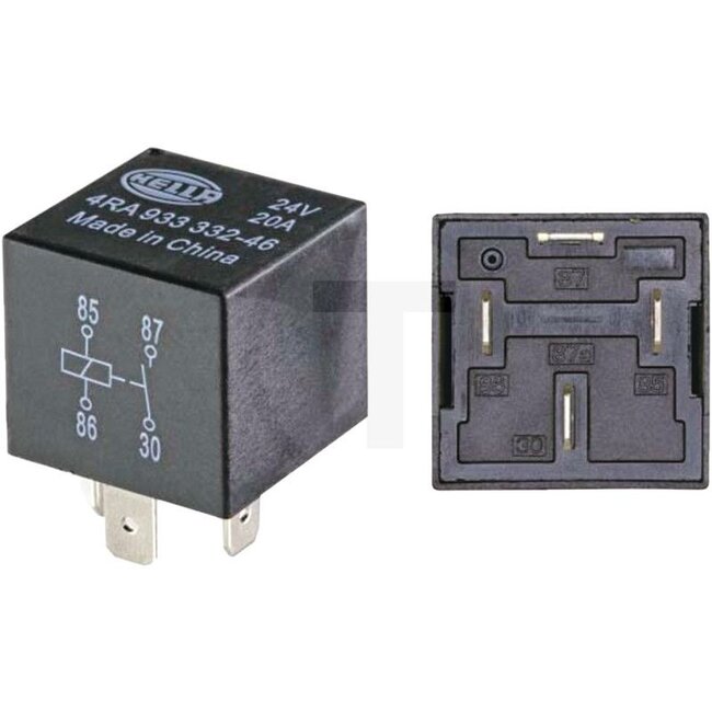 HELLA Relay Make contact - Version: 24 V / 20 A Without holder, 4-pin, flat plug connection 6.3 mm - 11318