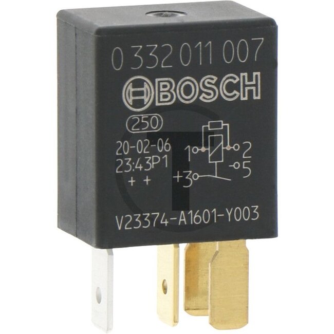 BOSCH Klein relais Werkstroom (maakcontact) - 2500332011007, 332011007, 0332011007 | Uitvoering: 12 V / 30 A zonder houder, 4-polig, 6,3 mm vlakstekkeraansluiting