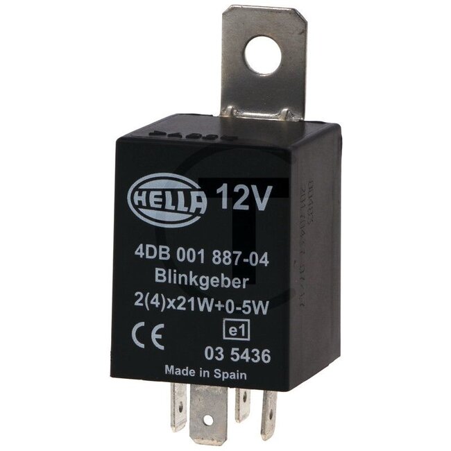 HELLA Blinkgeber - 4554DB 001887041, 4DB001887041 | Breedte: 30 mm | Gewicht: 41 g | Hoogte: 40 mm | Diepte: 30 mm | Aansluitwijze: 4 x 6,3 mm | Netspanning: 12 V | Keurmerk: e1 03 5436 | Uitbreidingsset: met bevestigingslip | Aantal polen: 4 | Extra informatie