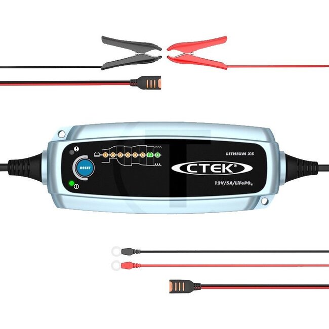 CTEK Acculader Lithium XS voor het laden en onderhouden van lithium-ionfosfaataccu's (LiFePO4) - 5070010313, 56-899 | Netspanning: 220 - 240 VAC (50 - 60 Hz), 0,65 A V | Laadspanning: 13,8 / 14,4 V | Laadstroom: maximaal 50 A | Accu-capaciteit: 5 - 120 Ah | Om