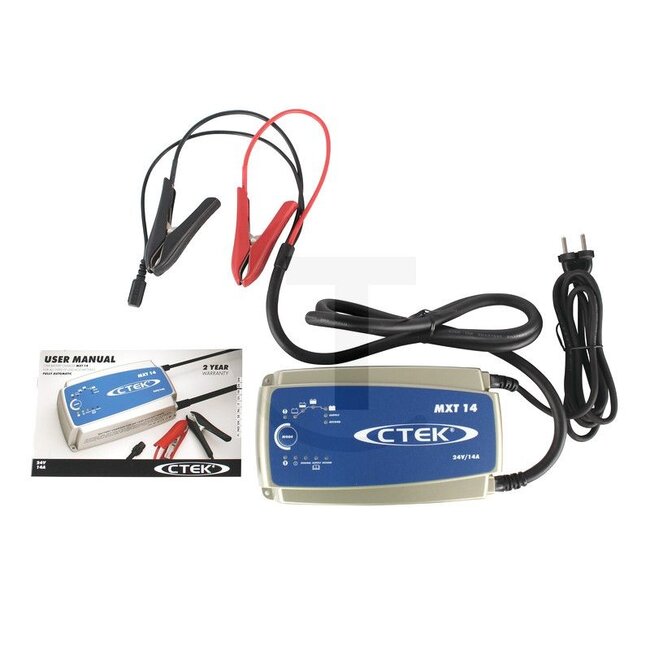 CTEK Acculader MXT 14000 Voor zware voertuigen met 24-volt accu's - 50788002, 56-734 | Netspanning: 220 - 240 50 - 60 Hz V | Laadspanning: normaal 28,8, recond 31,6, laden 27,2 V | Laadstroom: maximaal 14,0 A | Accu-capaciteit: 28 - 300 Ah | Omgevingstemperatu
