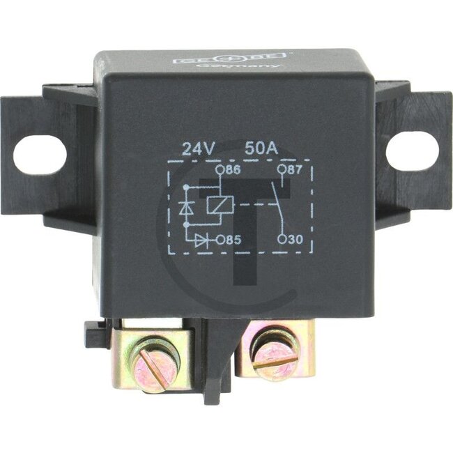GRANIT Relay Normally open contact (cut-off relay) - 5070011169 | Version: Mounting: 2 x 5.3 mm Ø dimensions: 75 x 35 mm, height 55 mm | Nominal current: 50 A | Nominal voltage: 24 V | Additional information: For disconnecting an additional second battery from t
