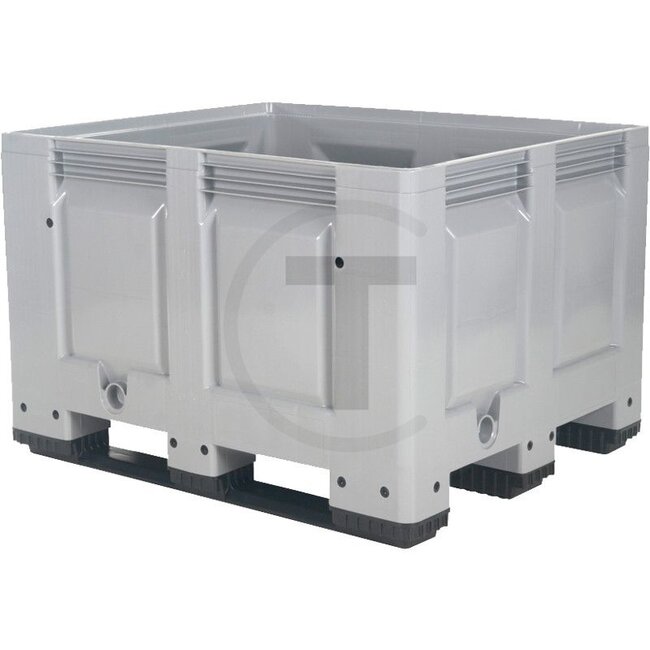 GRANIT Used battery collection box With UN mark - 5000073, 985651, H1038X | Colour: Grey | Dimensions L x W x H: 1200 x 1000 x 790 mm | Contents: 670 l | Material: HDPE (food safe) | Version: Plastic pallet box on 3 longitudinal skids, liquid-tight, UN 2794 | We