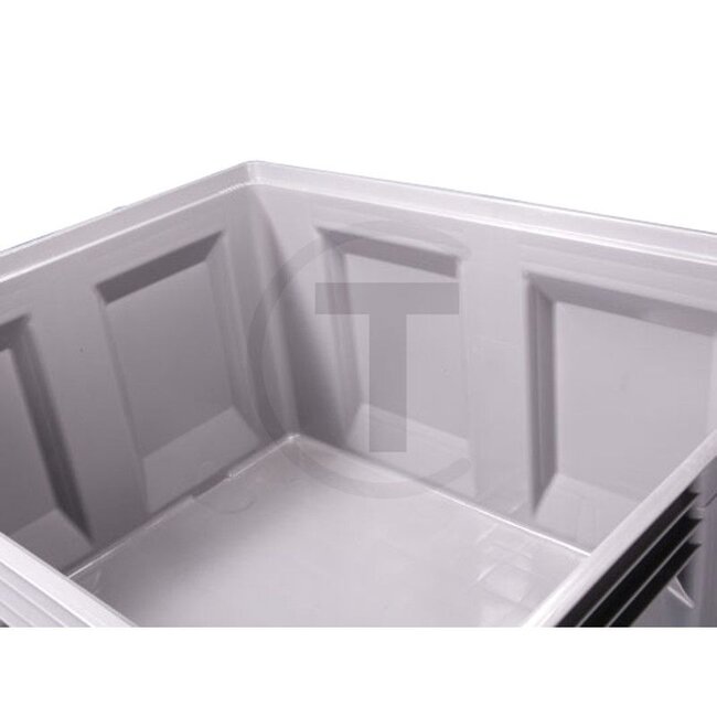 GRANIT Altbatterie-Sammelbox mit UN-Kennzeichnung - 5000073, 985651, H1038X | Farbe: grau | Abmessungen L x B x H: 1200 x 1000 x 790 mm | Inhalt: 670 l | Material: HDPE (lebensmittelecht) | Ausführung: Kunststoffpalettenbox auf 3 Längskufen, flüssigkeitsdicht, U