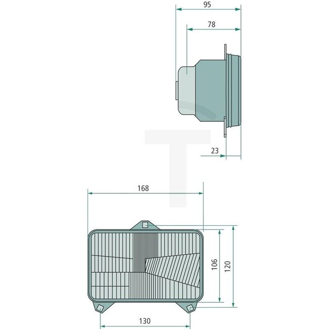 GRANIT Inzet voor koplamp links / rechts - 70799210, 1-34-672-050, 1-34-672-040, 47106799, RE.27001.10 | Lamp: 12V55W / H4 | Uitvoering: H4-koplamp met grootlicht en dimlicht, zonder breedtelicht, voor inbouw, Lens: 168 x 106 mm