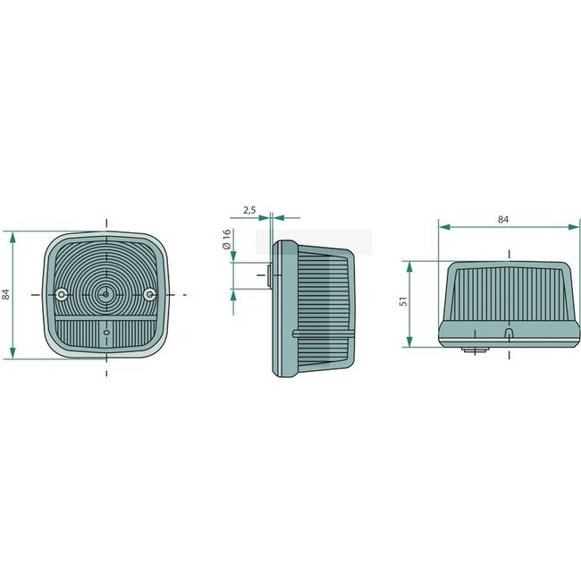 Cobo Blink-Positionsleuchte - 22703387000, 44906471, 3121089R91, 5177841, 86546063, 1011736, X830180032000, X830180096010 | Leuchtmittel: 12V21WK / P21W, 12V5WS / C5W | Farbe: gelb, weiß | Anschluss: Flachsteckeranschluss | Breite: 84 mm | Form: quadratisch |