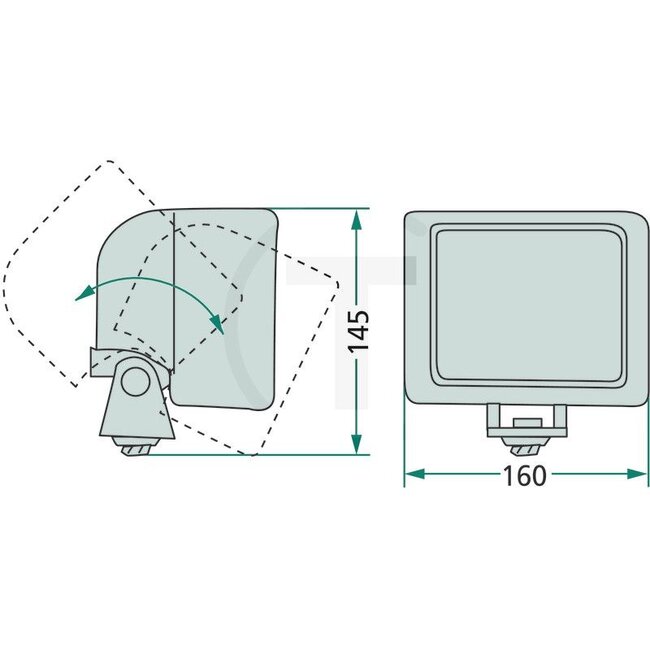 GRANIT Werklamp - 207207005, 0009740412, LPR3.21782, PC.02.001, 44142 | Vorm: eckig | Lamp: 12V55W / H3 | Extra informatie: met draaibare beugel; zonder schakelaar; glas beschermd door uitstekende behuizing van slagvast kunststof | Inclusief lamp: - | Glas: 130