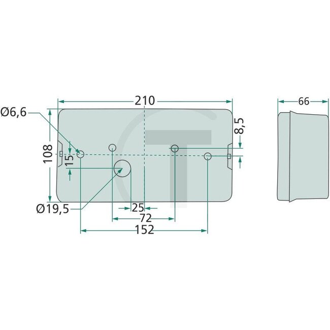 HELLA Achterlicht rechts 210 x 108 x 66 mm, 12 / 24 V, gatafstand 152 mm | 9EL136825-011