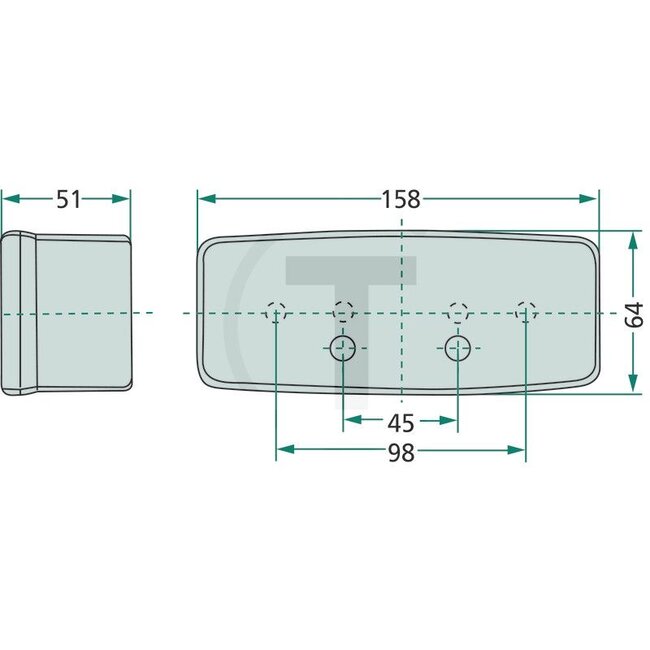 GRANIT Achterlicht rechts 155 x 60 x 52 mm, 12 V, gatafstand 45 mm | 04349207, 04340703, 04370260, 04350880, AL64946, AL32070