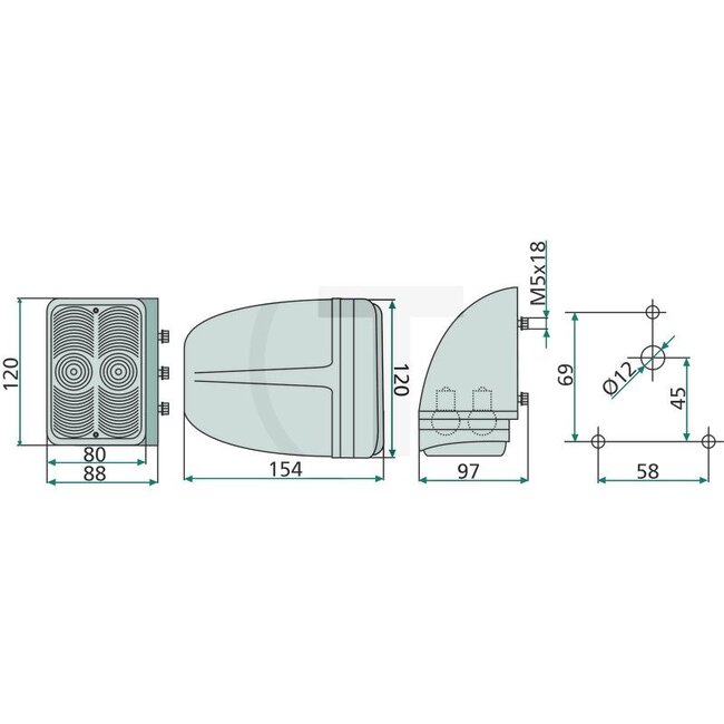 Cobo Rear light left / right 88 x 120 x 154 mm, 12 V, hole spacing 58 mm | 4398370