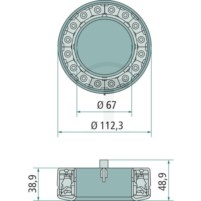 HELLA Schlussleuchte LED Ø 112,3 x 38,9 mm, klar weiß, Amp, 12 V | 2.8059.532.0, 2SB009362021