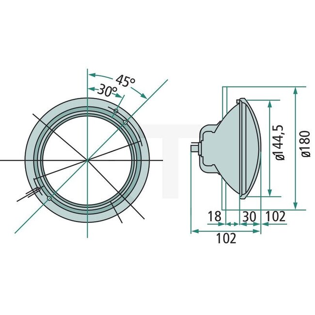 HELLA Koplamp links / rechts 12 V, R2, Ø 180 mm, inbouw | 4326362, 1A3003370041