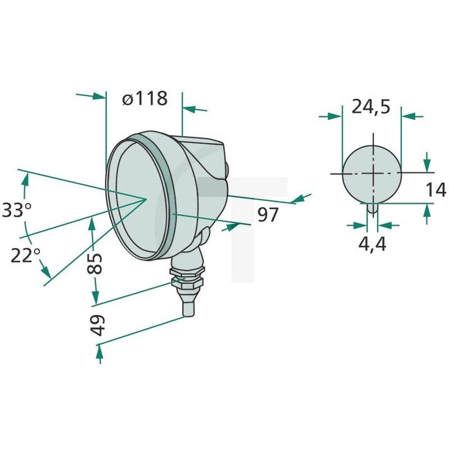 Cobo Work light - 22705155000, 2.8029.300.0, 2.8029.300.0/02, 1014370, 5129461 | Bulb: 12V55W / H3 | Form: Round | Nominal voltage: 12 V | Additional information: With switch | Bulbs included: No