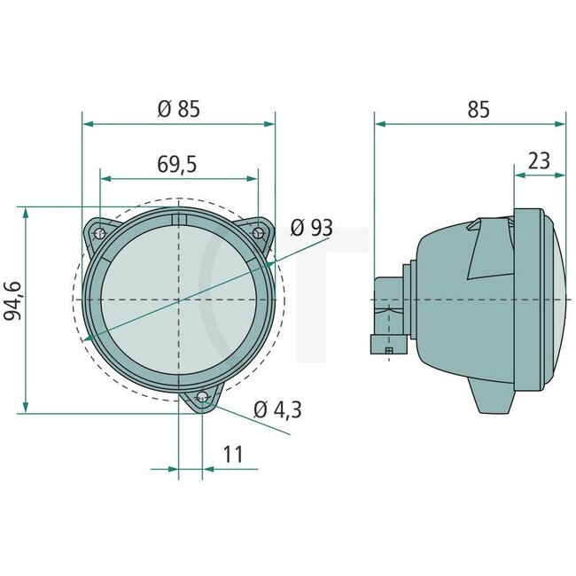 HELLA Werklamp breedstraler H9 65 W, 12 V, Ø 85 x 85 mm, inbouw | G334900111020, 1G0996176061