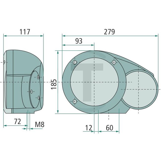 HELLA Headlight right 12 V, H4, 279 x 185 x 117 mm, attachment Fendt | G930900020020, 1E3996160001