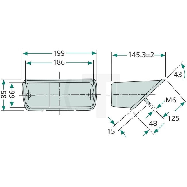 GRANIT Rear light, standard - 70717029, 5172685, 81844434, 83960376, E6NN13N465BA | Bulb: 12V21WK / P21W, 12V21 / 5WK / P21 / 5W | Width: 199 mm | Form: Rectangular, short sides rounded | Height: 85 mm | Dimensions W x H x D: 199 x 85 x 145 mm | Depth: 145 mm |
