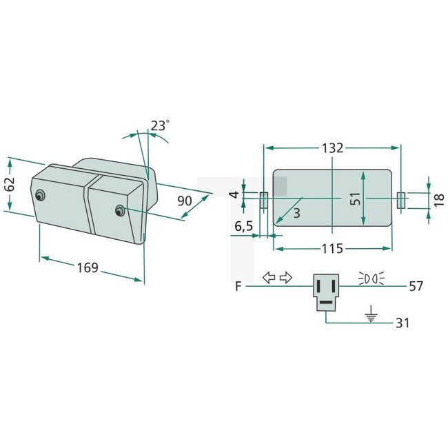 Cobo Blink-Positionsleuchte - 22703159000, 4999859, 4997265, 9958319, 400481AA, 1425884M92, 1011360 | Leuchtmittel: 12V21WK / P21W, 12V5WK / R5W | Farbe: gelb, weiß | Breite: 169 mm | Form: rechteckig | Höhe: 62 mm | Abmessungen B x H x T: 169 x 62 x 90 mm | T