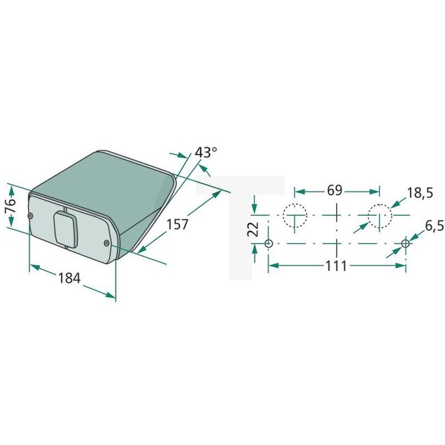Cobo Rückleuchte links 184 x 76 x 155 mm, 12 V, Lochabstand 111 mm