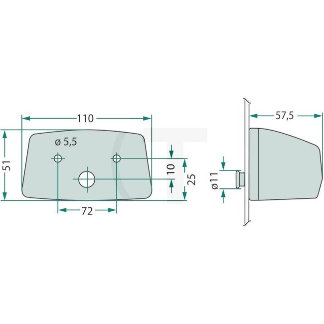GRANIT Number plate light - 70799247, 2KA003389-081, 70799247, 2KA 003 389-081, 1-34-176-085, 1536148C1, 1970907C1, 3231505R91, 524951 | Bulb: 12V10WK / R10W | Fixing: For mounting above, below, or to the left or right of the number plate | Version: Without base