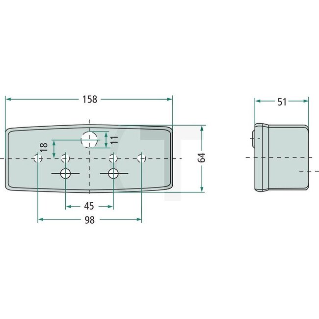 HELLA Knipper-breedtelicht links, passend voor DAF 1489041 - 4552BE 003184051, 2BE003184051, 2BE 003 184-051 | Lamp: 12V21WK / P21W, 12V5WK / R5W | Kleur: geel, wit | Opbouw: voorzijde | Breedte: 158 mm | Vorm: rechthoekig | Hoogte: 64 mm | Gatafstand: 45 mm |