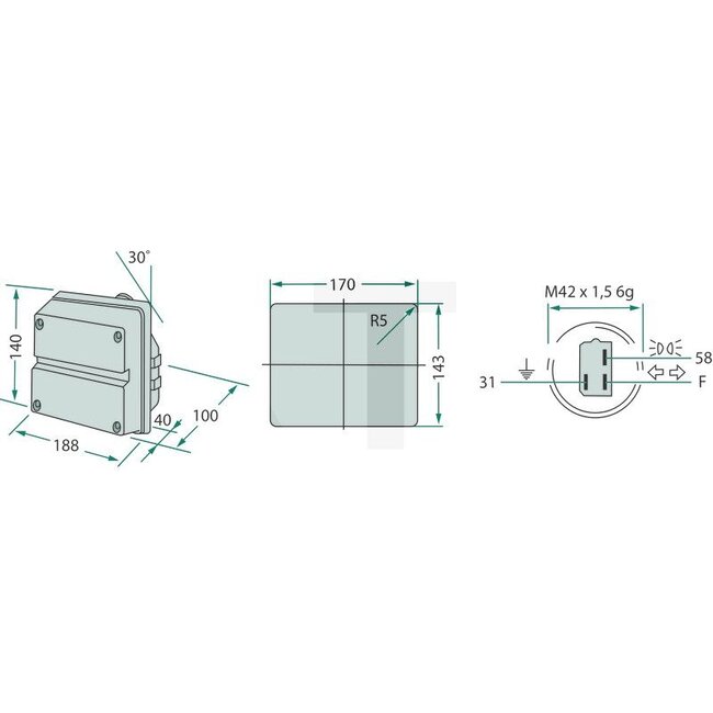 Cobo Knipper-breedtelicht geel, wit, 188 x 140 x 100 mm, links / rechts | 2.8019.480.0, 2.8019.400.0, 2.8019.400.1