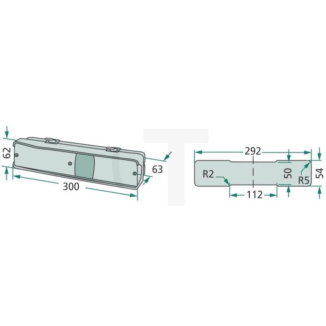 Cobo Rear light left / right 300 x 62 x 63 mm, 12 V | 3808994M91, 3809632M91, 1695847R92, 3389964M1, 7700032208