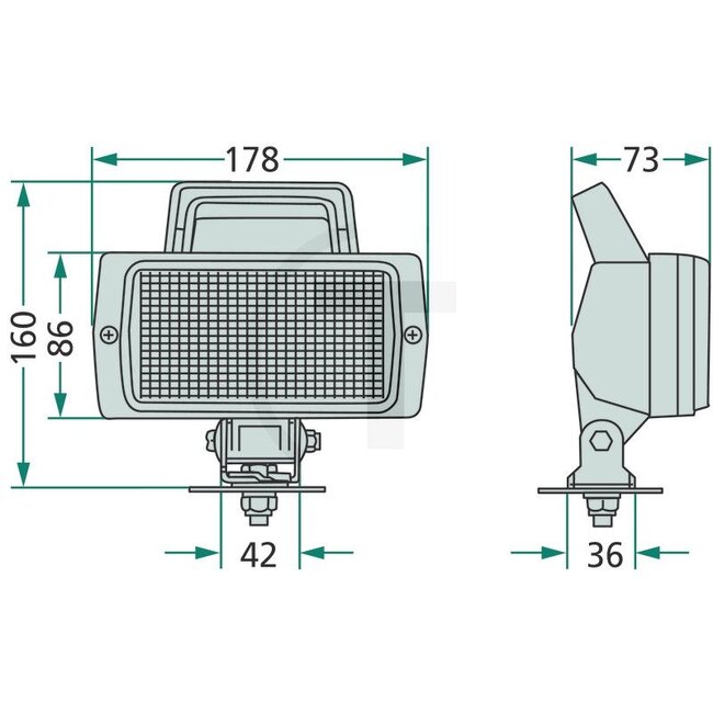 Cobo Arbeitsscheinwerfer H3 55 W, eckig, 178 x 86 x 73 mm, stehend M10, 12 V | M041918