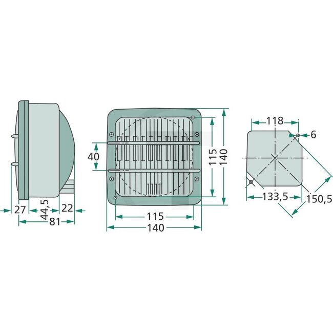 Cobo Headlight left / right 12 V, 12V45/40WS / S2, 8° mounting housing | 0.900.1622.2, 2.8029.170.0/10, 2.8029.180.0, 2.8029.160.0/10