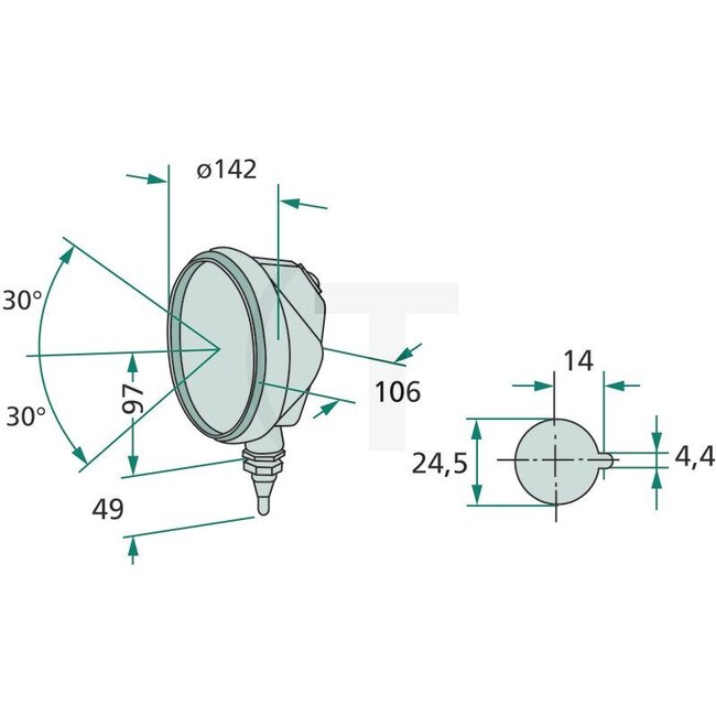 Cobo Work lamp spotlight H3 55 W, 12 V, Ø 142 x 106 mm, upright | 2.8029.440.0, 2.8029.460.0