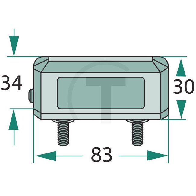Number plate light 26 x 82 mm, screw distance 45 mm, 2 x M6 | 191S760033