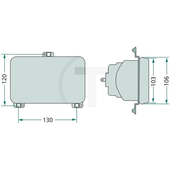 HELLA Scheinwerfer links / rechts 12 / 24 V, H4, Glas 164 x 103 mm, Einbau Fendt | 1-34-972-011, 1AB006277127